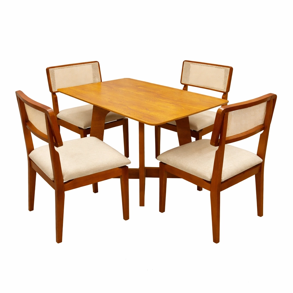 Mesa de Jantar Dubai Flex 120x80cm Sem Vidro e 4 Cadeiras Canada em Linho - Image 3