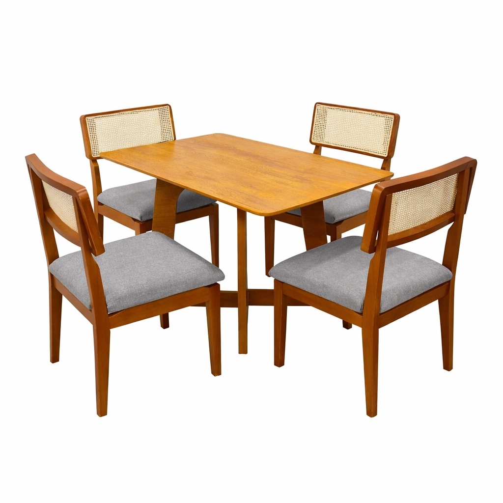 Mesa de Jantar Dubai Flex 120x80cm Sem Vidro e 4 Cadeiras Canada em Linho - Image 4