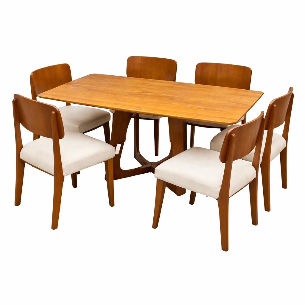 Mesa de Jantar Dubai Flex 160x80cm Sem Vidro e 6 Cadeiras Barcelona - Image 2