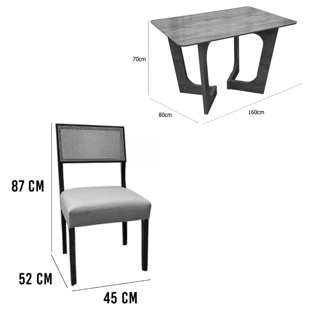 Mesa de Jantar Dubai Flex 160x80cm Sem Vidro e 6 Cadeiras Grecia - Image 4
