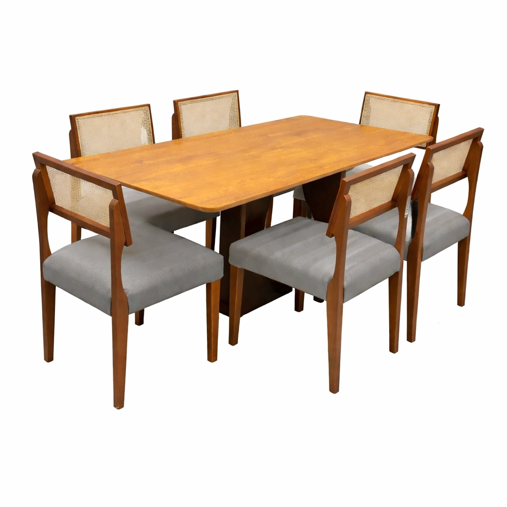 Mesa de Jantar Dubai Flex 160x80cm Sem Vidro e 6 Cadeiras Grecia - Image 2