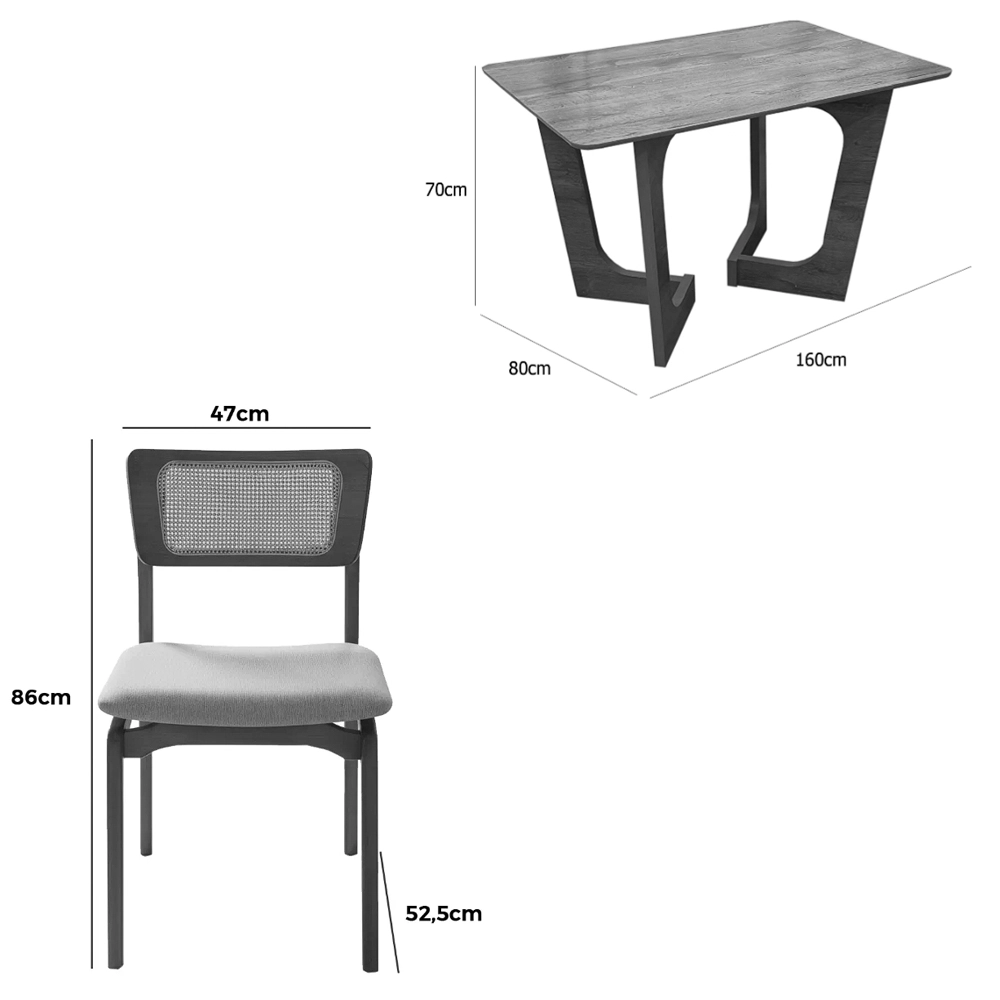 Mesa de Jantar Dubai Flex 160x80cm Sem Vidro e 6 Cadeiras New Viena em Linho - Image 4