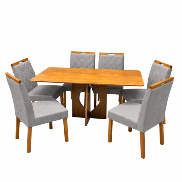 Mesa de Jantar Madrid Dubai 160x80cm Sem Vidro e 6 Cadeiras California em Veludo - Image 2