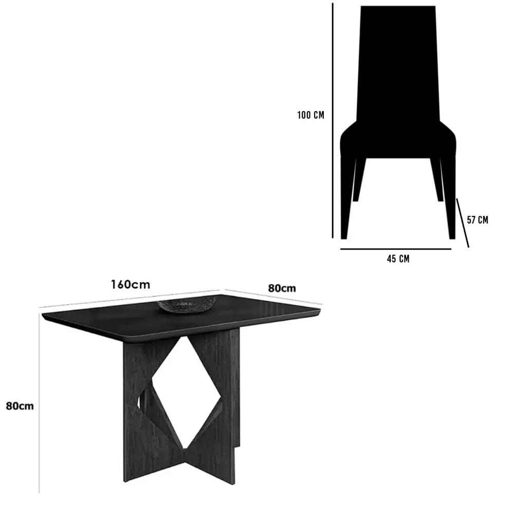 Mesa de Jantar Madrid Dubai 160x80cm Sem Vidro e 6 Cadeiras Giulia - Image 5