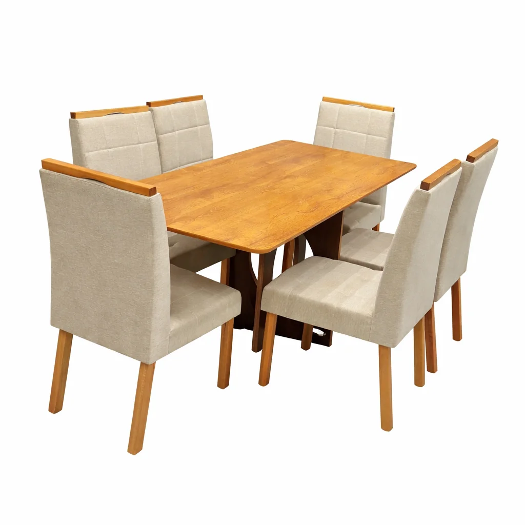 Mesa de Jantar Madrid Dubai 160x80cm Sem Vidro e 6 Cadeiras Giulia - Image 2