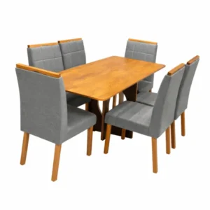 Mesa de Jantar Madrid Dubai 160x80cm Sem Vidro e 6 Cadeiras Giulia