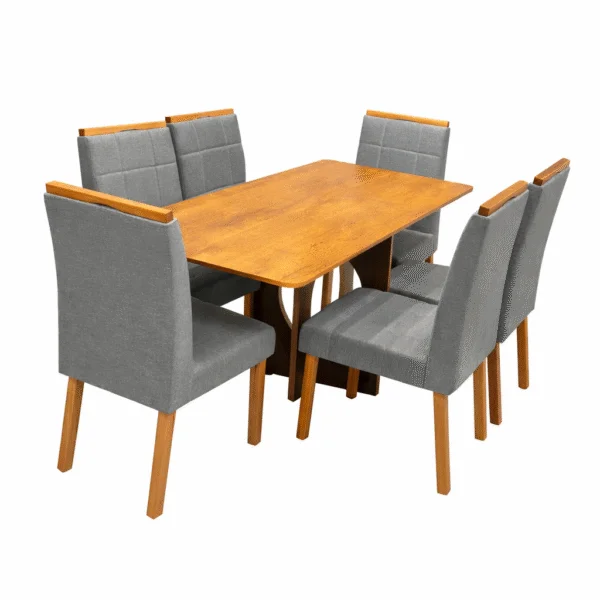 Mesa de Jantar Madrid Dubai 160x80cm Sem Vidro e 6 Cadeiras Giulia
