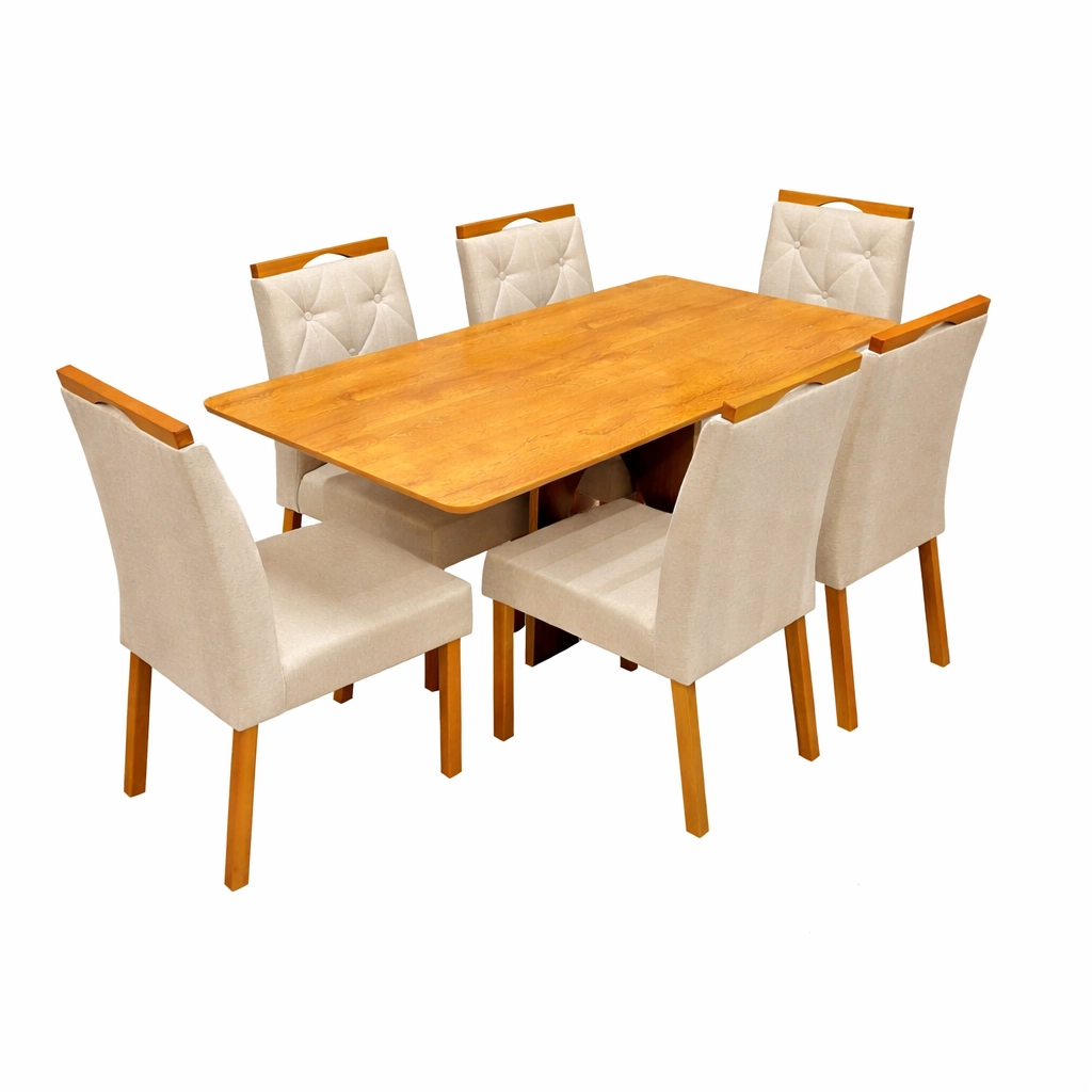 Mesa de Jantar Madrid Dubai 160x80cm Sem Vidro e 6 Cadeiras Jasmim - Image 2