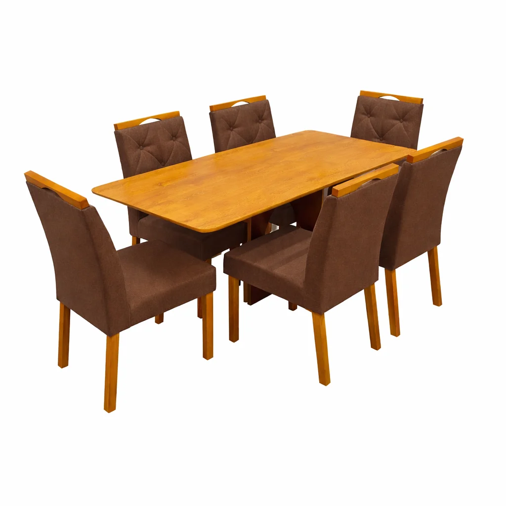 Mesa de Jantar Madrid Dubai 160x80cm Sem Vidro e 6 Cadeiras Jasmim - Image 5