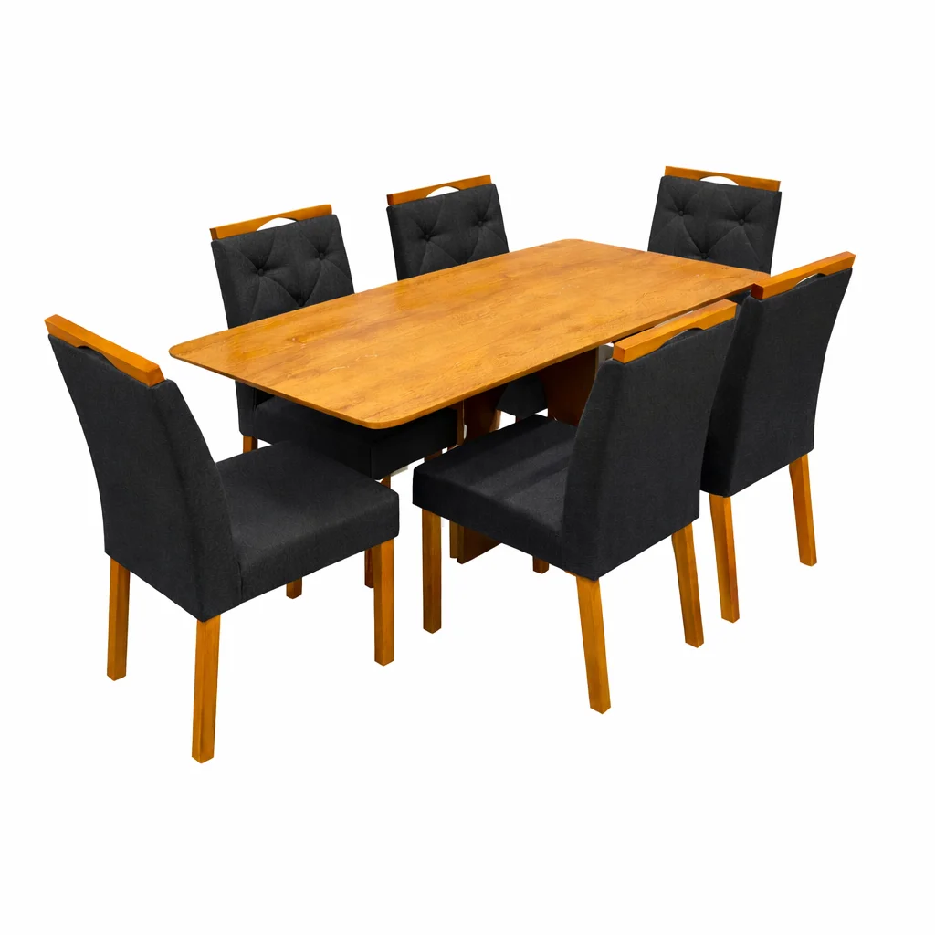 Mesa de Jantar Madrid Dubai 160x80cm Sem Vidro e 6 Cadeiras Jasmim - Image 4