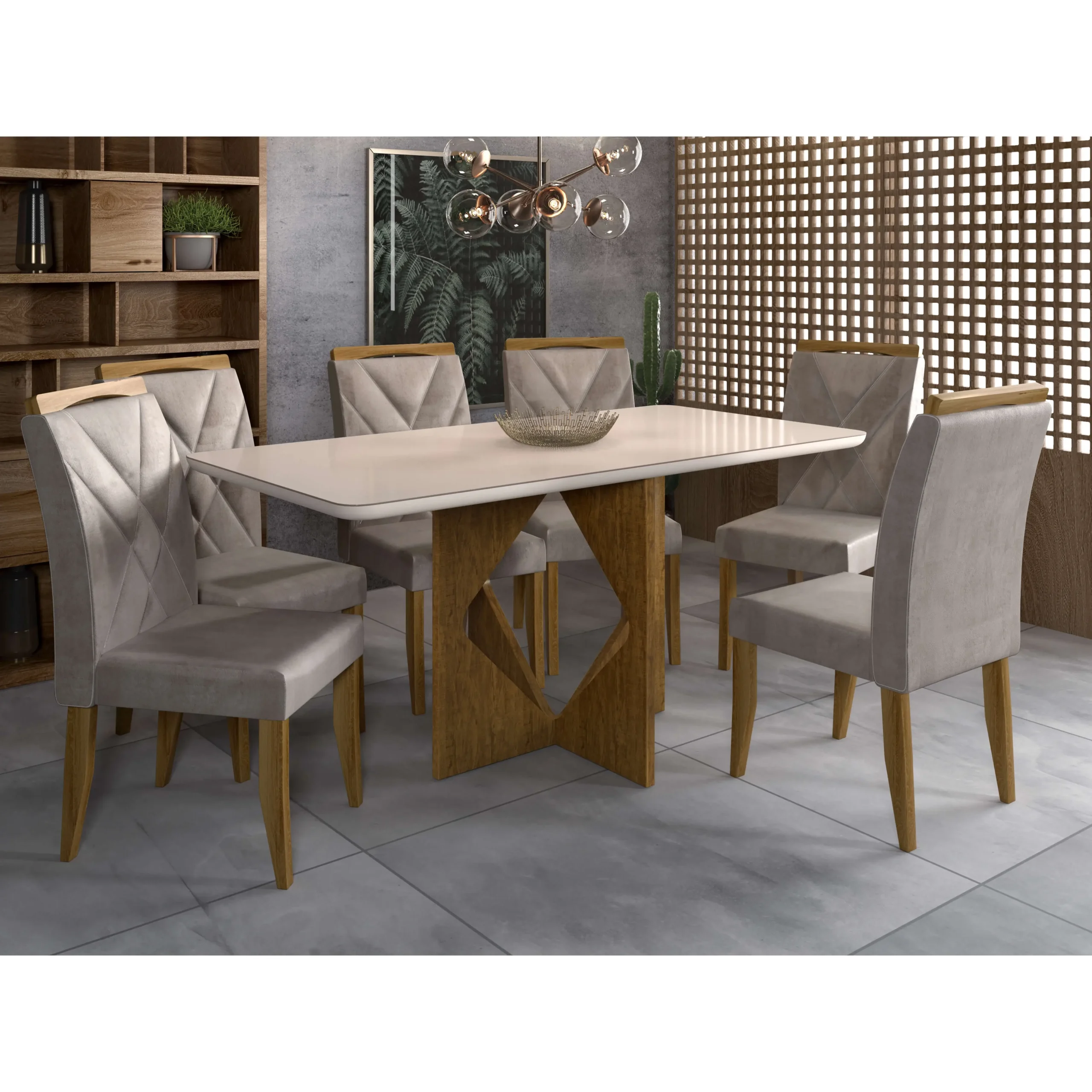 Mesa de Jantar Madrid 160x80cm com 6 Cadeiras Califórnia Minas Plac - Image 2