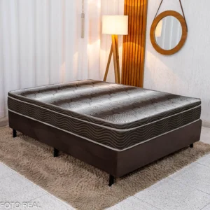 Colchão Casal Ortopédico EPS Light Ortobom + Box Casal Sued Marrom Ortobel - 138x188x62 | Suporta até 260kg