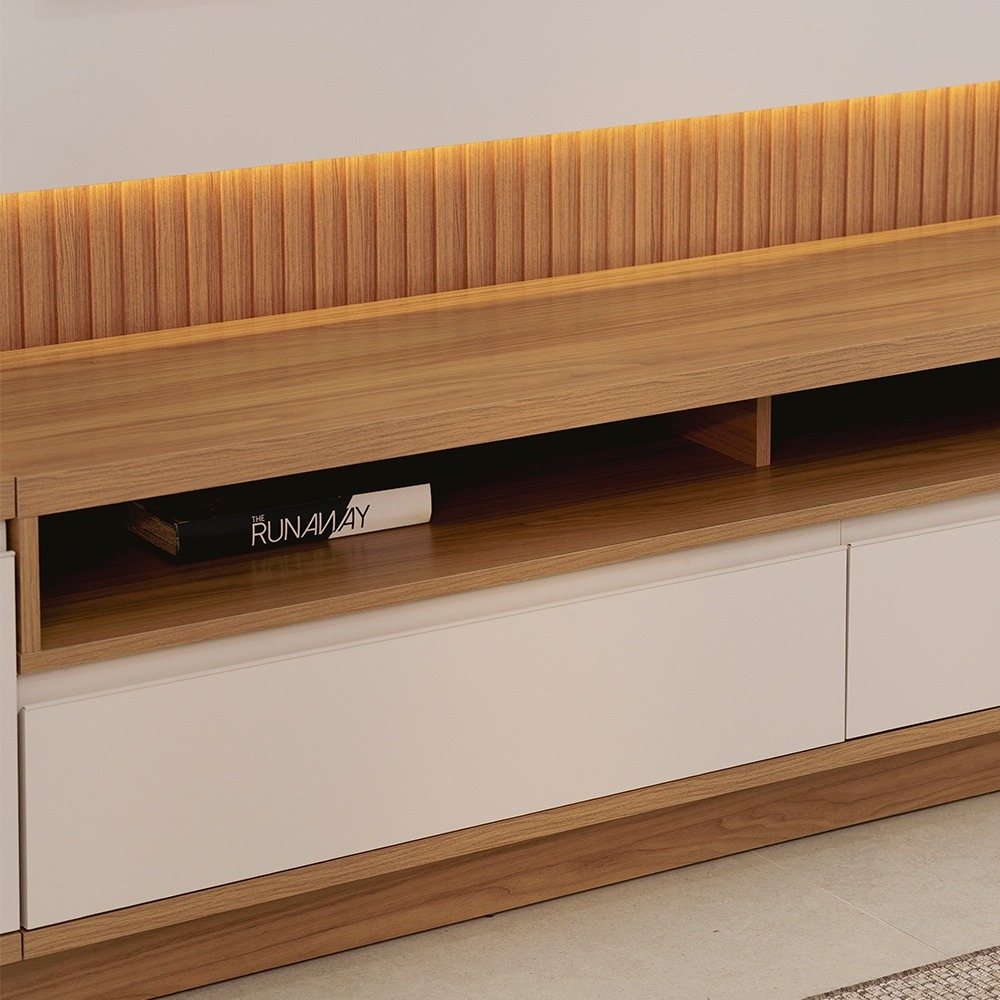 Painel até 70″ + Rack São Paulo Tauari/Off White Fosco – LINEA BRASIL - Image 3