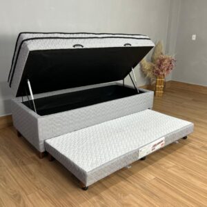 Cama Box Baú Sublime Molas Solteiro Com Auxiliar – 88X188X57