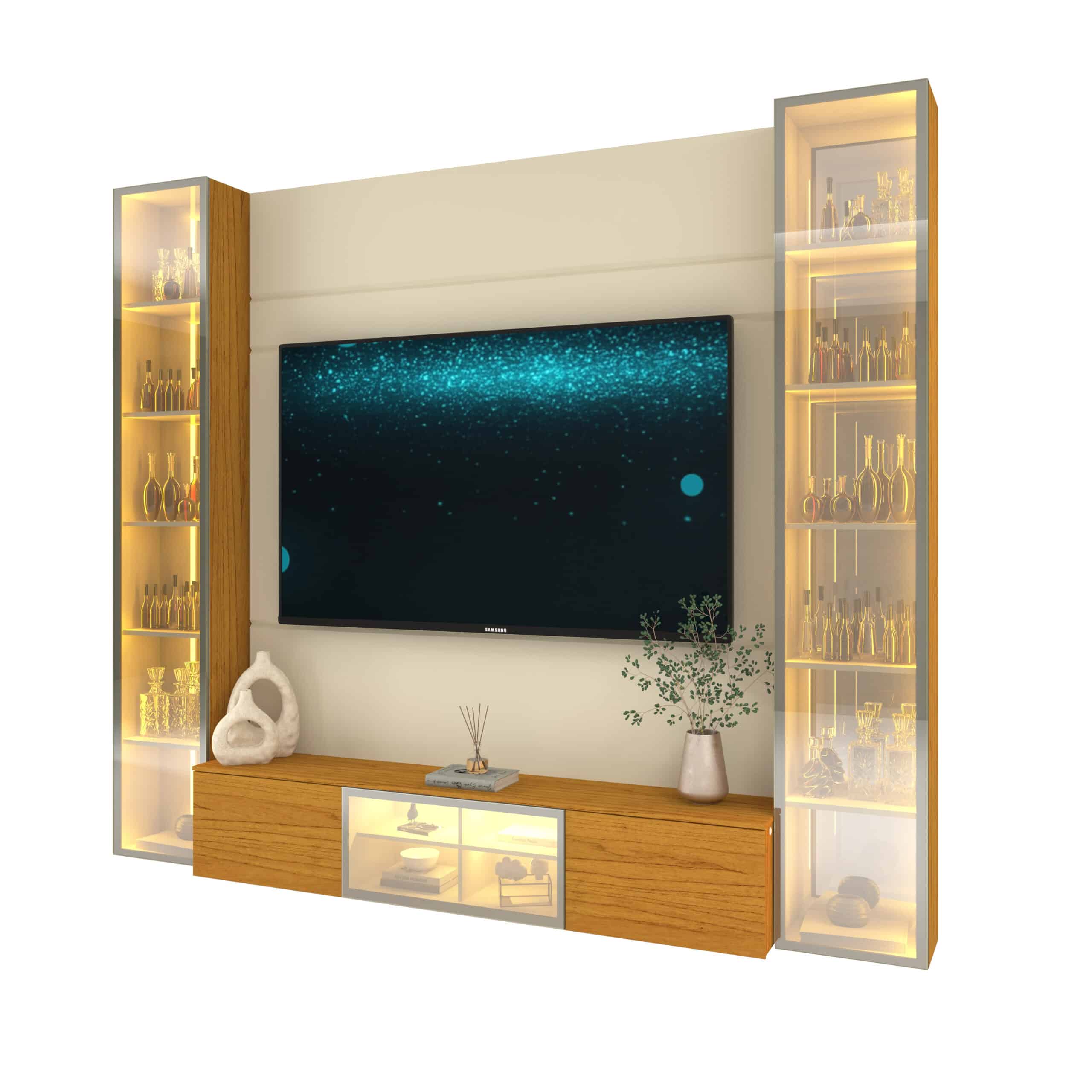 Home Suspenso até 85″ Luminare Reflecta com Duas Torres 230 Off White/Naturale – GELIUS - Image 5