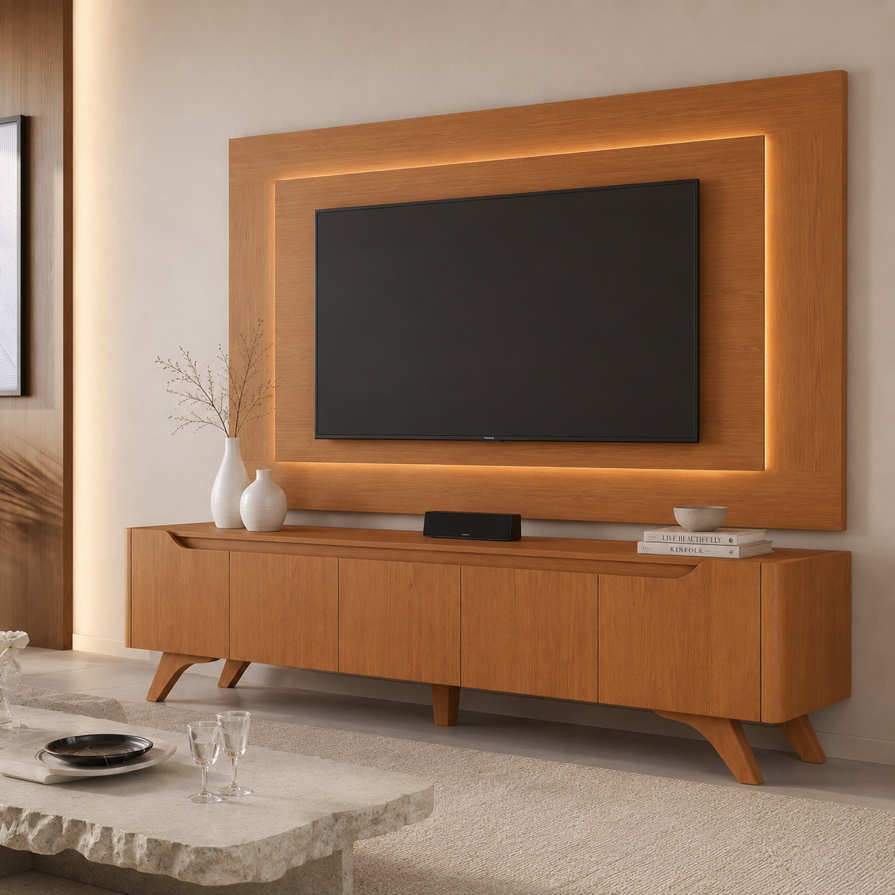 Painel + Rack até 65″ Atenas 2.2 Naturale – MAVAULAR