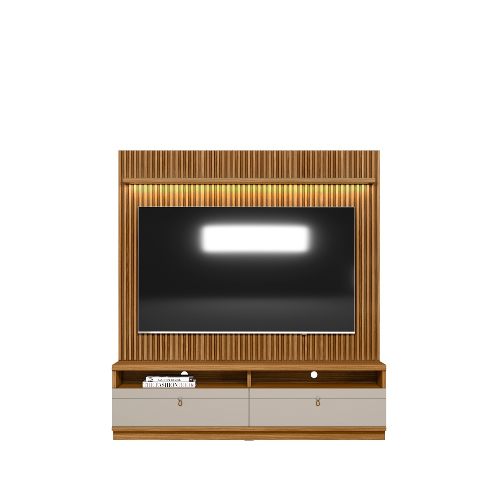 Painel + Rack até 75″ Ouro Preto Nature/Off White – LINEA BRASIL - Image 5