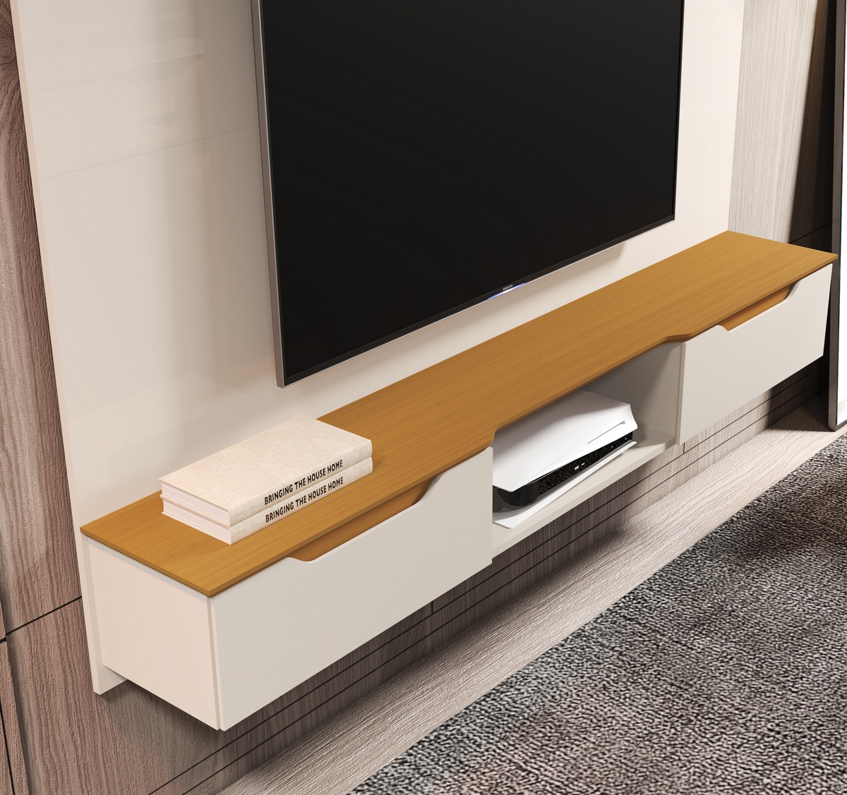 Painel até 75″ Studio 2.18 Off White/Cedro – EDN MÓVEIS - Image 3