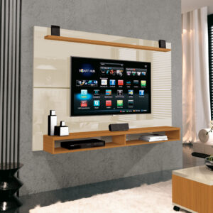 Painel até 65″ Maxi Off White/Cedro – EDN MÓVEIS
