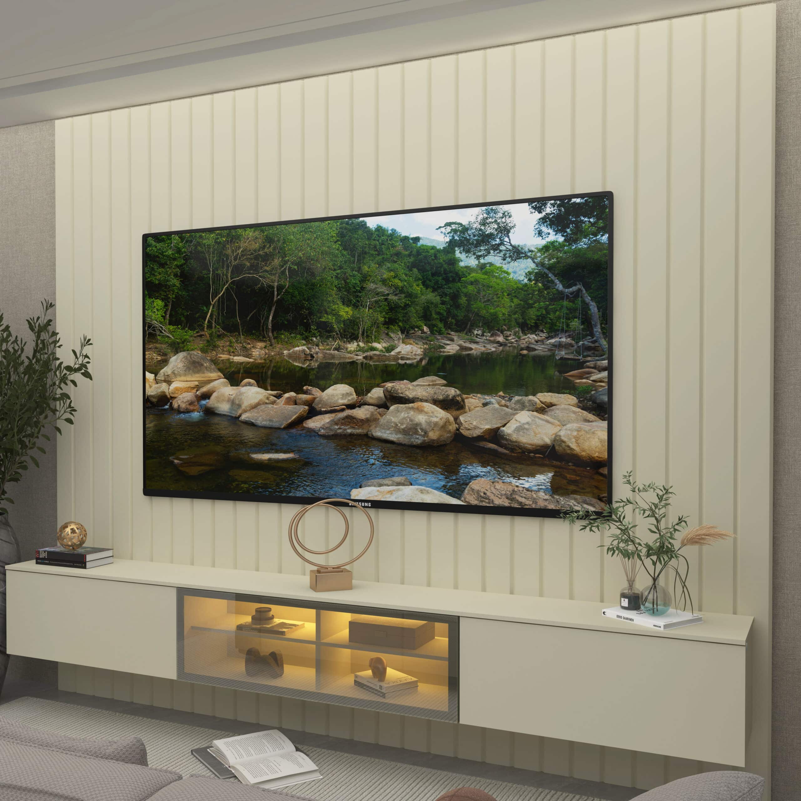Home Suspenso até 85″ Majestade 230 Naturale com Nicho Luminare Off White – GELIUS - Image 6