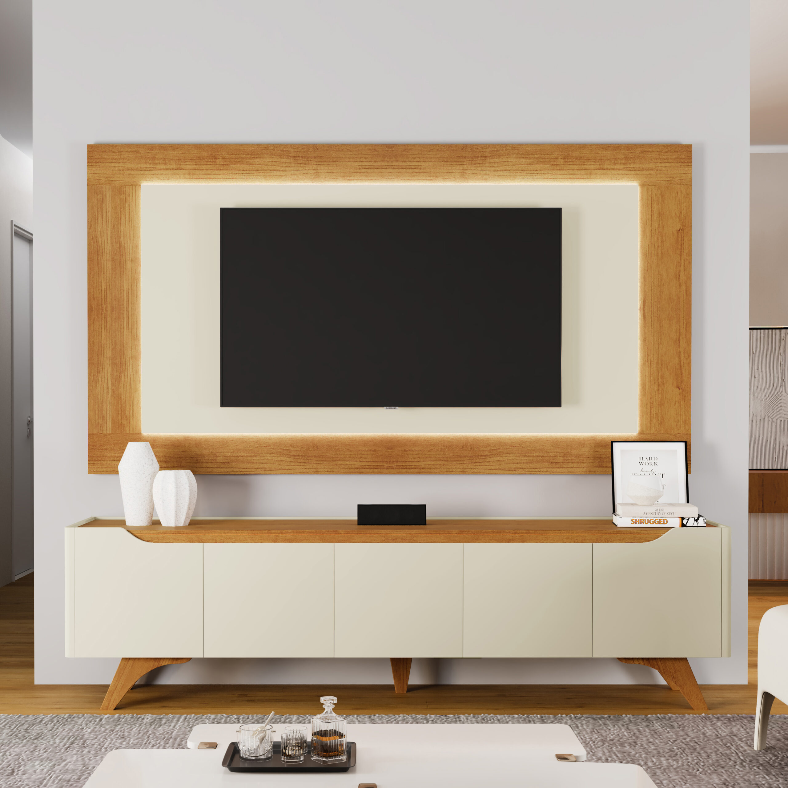 Painel + Rack até 65″ Atenas 2.2 Off White/Naturale – MAVAULAR - Image 8