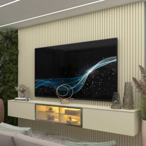 Home Suspenso até 85″ Supremo Ripado 218 Off White com Nicho Luminare Off White – GELIUS