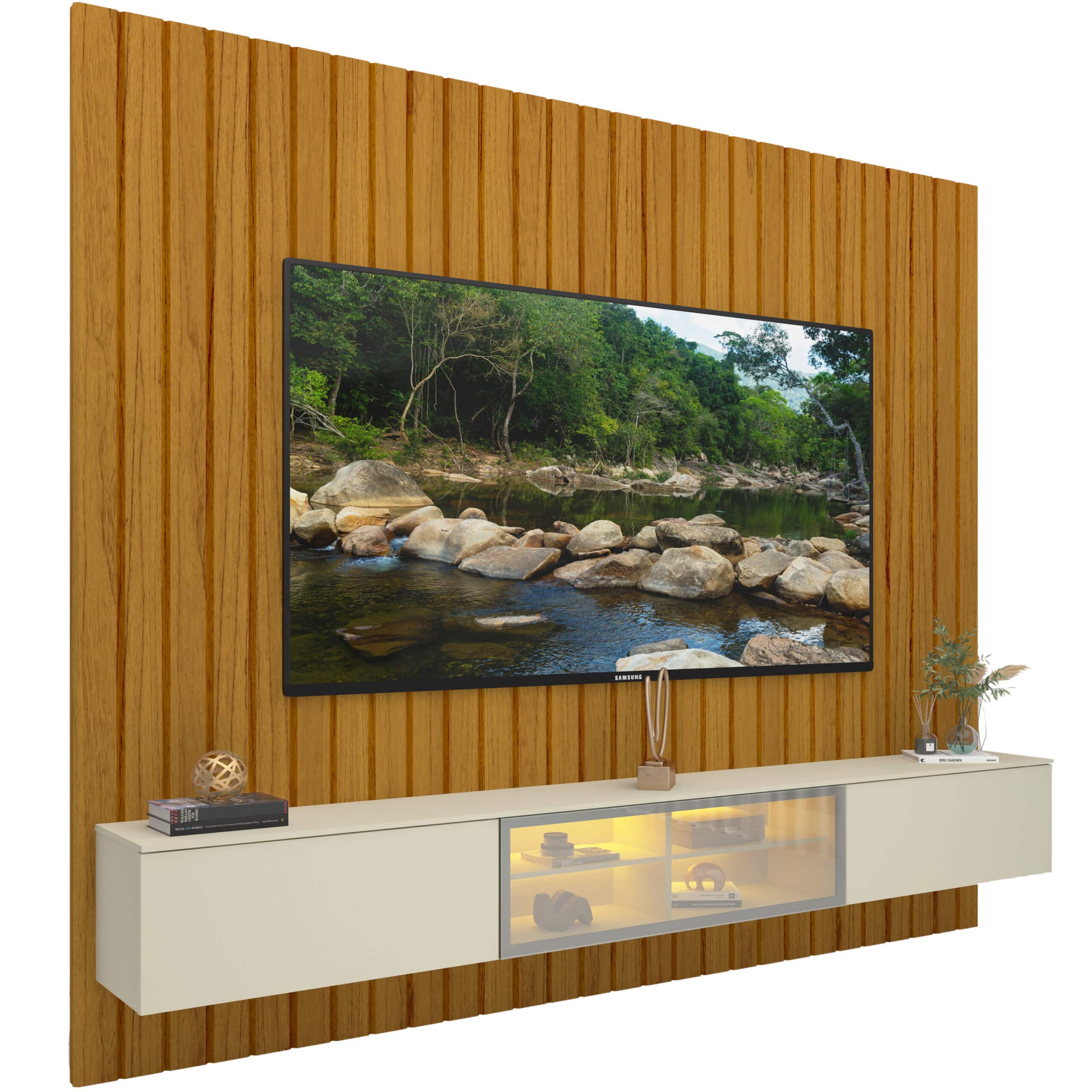 Home Suspenso até 85″ Majestade 230 Naturale com Nicho Luminare Off White – GELIUS - Image 5