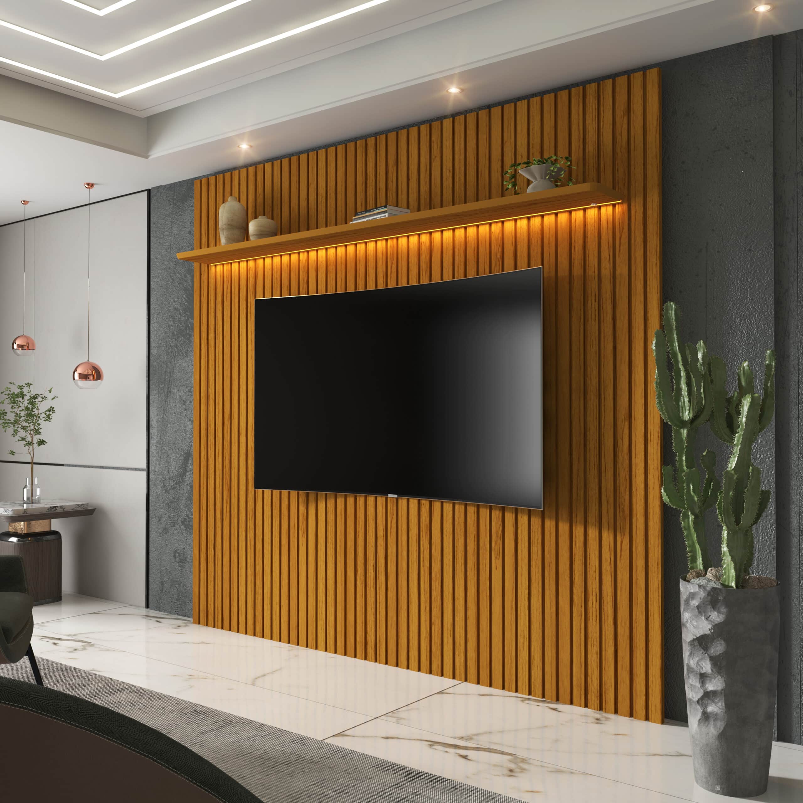 Painel até 75″ Nobre Ripado 185 Naturale – GELIUS