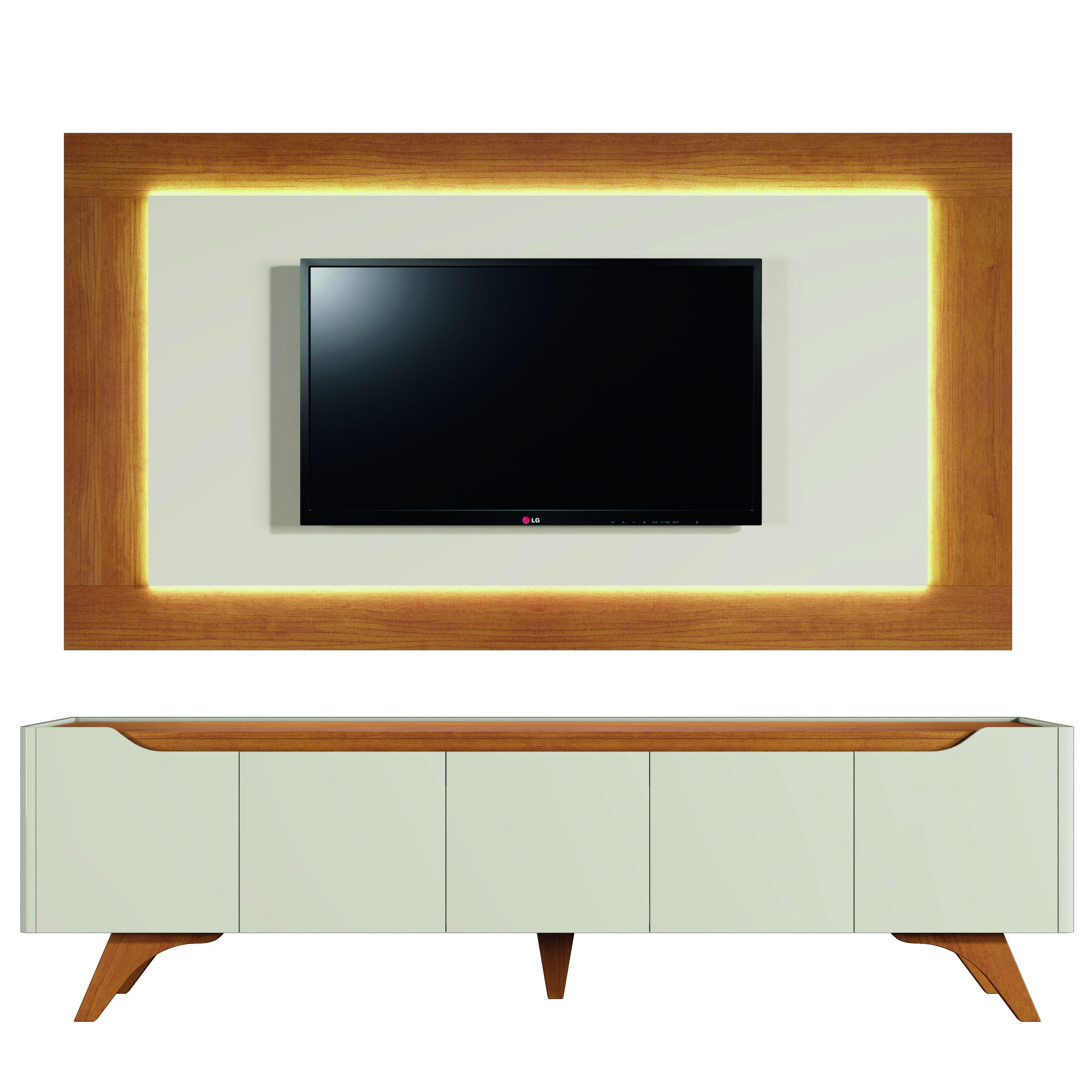 Painel + Rack até 65″ Atenas 2.2 Off White/Naturale – MAVAULAR - Image 5