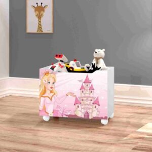 Caixa para Brinquedos Lara Princesa Branco.Rosa J&A Moveis