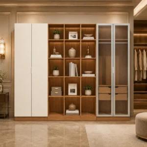 Conjunto Modulado K018 com 4 Portas Sendo 2 em Vidro e 4 Gavetas 5 Peças Kappesberg