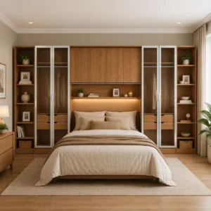 Conjunto Modulado K023 com 8 Portas Sendo 4 em Vidro e 4 Gavetas 5 Peças Kappesberg