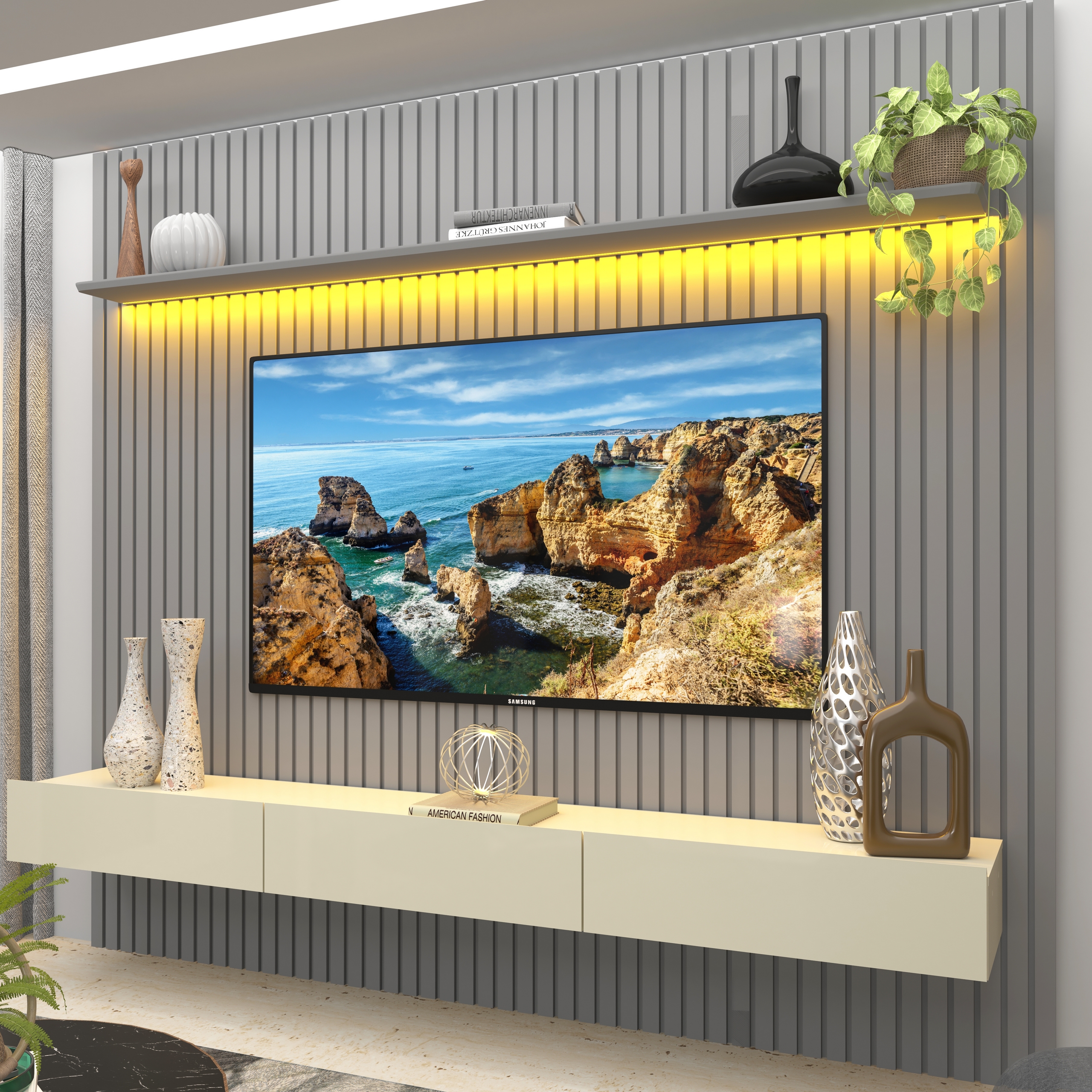 Home até 85″ Nobre Ripado 230(Com Nicho) – GELIUS - Image 3