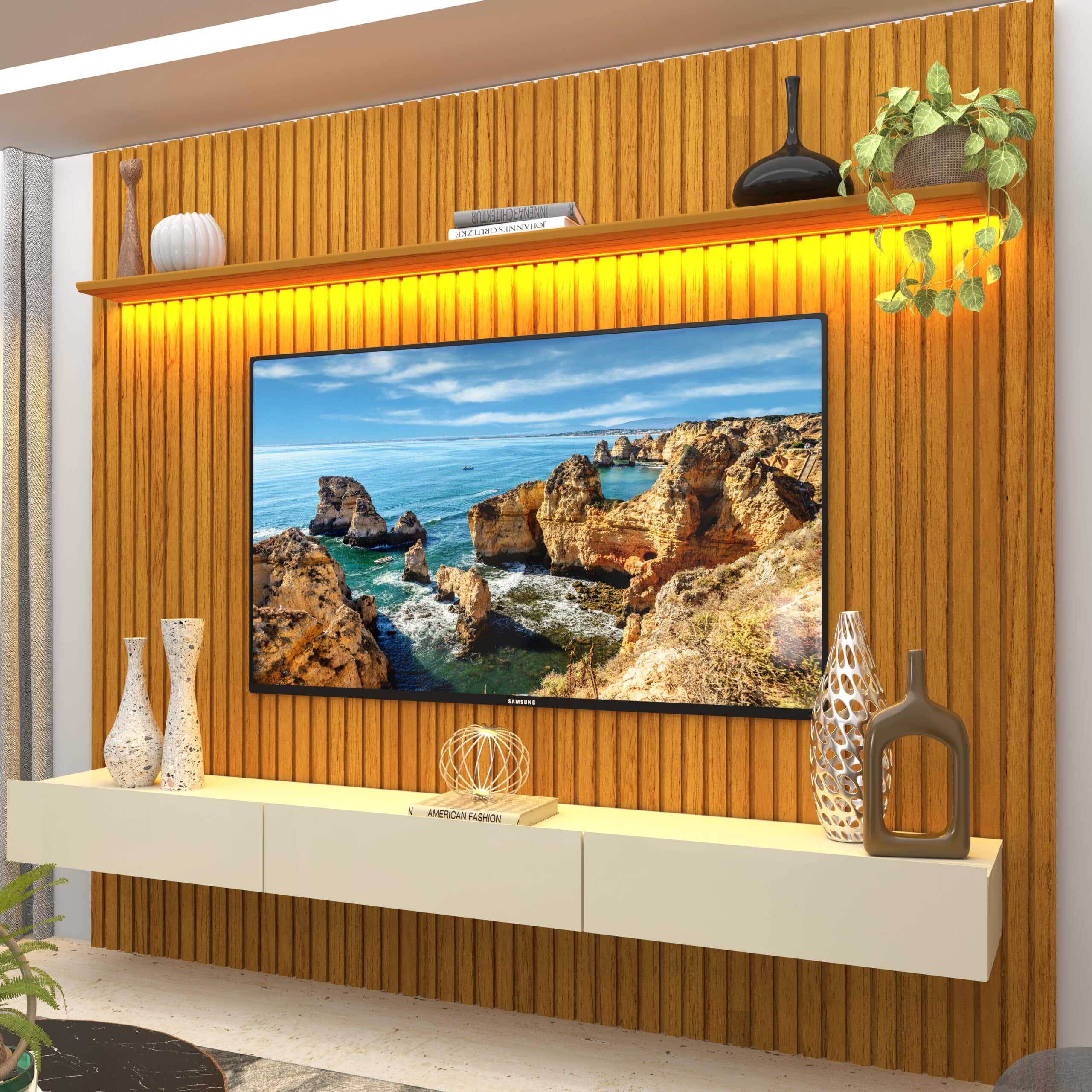 Home até 85″ Nobre Ripado 230(Com Nicho) – GELIUS - Image 2