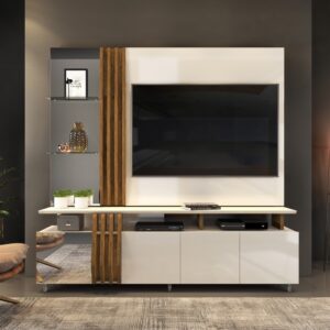 Painel + Bancada até 55″ Donna Off White/Demolição – DJ MÓVEIS