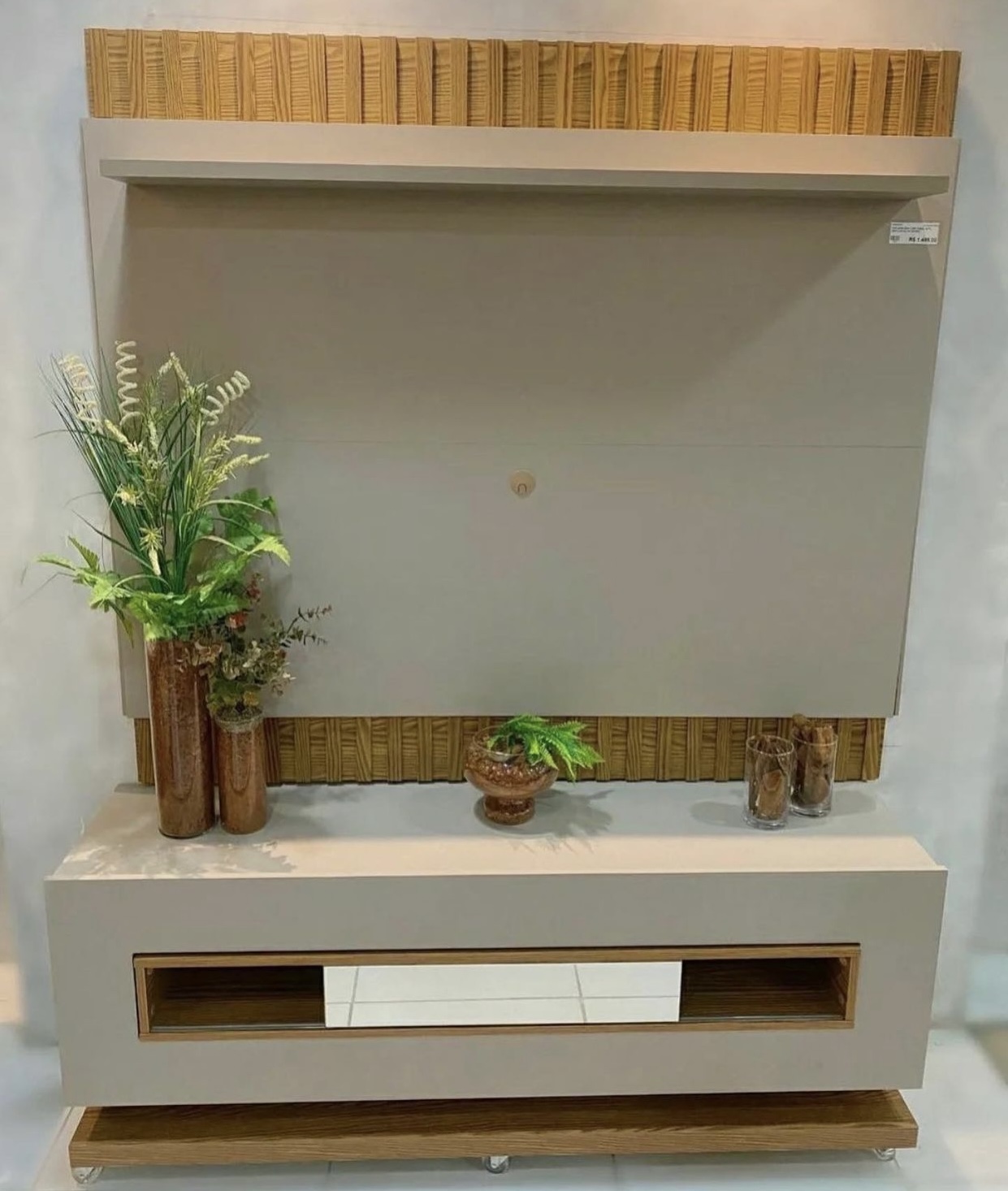 Painel + Bancada até 60″ Vitti Off White/Demolição – DJ MÓVEIS