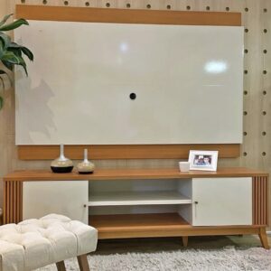 Painel + Rack até 75″ Legacy 2.0 Off White/Cedro Natural – EDN MÓVEIS