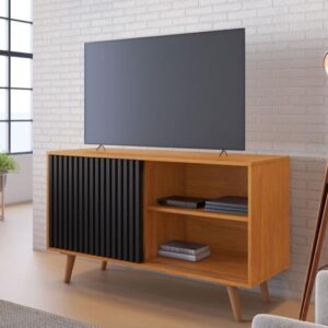 Rack até 43″ Carinho Cinamomo/Preto – JCM MOVELARIA