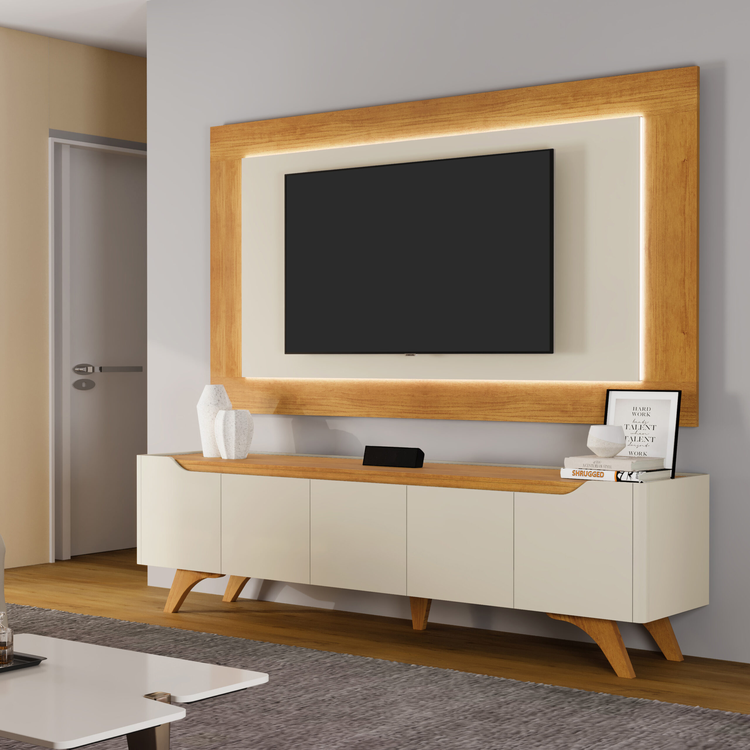 Painel + Rack até 65″ Atenas 2.2 Off White/Naturale – MAVAULAR - Image 9