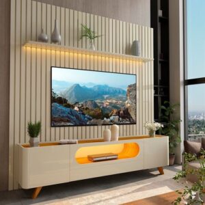 Painel até 85″ Nobre 230 + Rack Nobre 210 (Pés de Madeira) – GELIUS