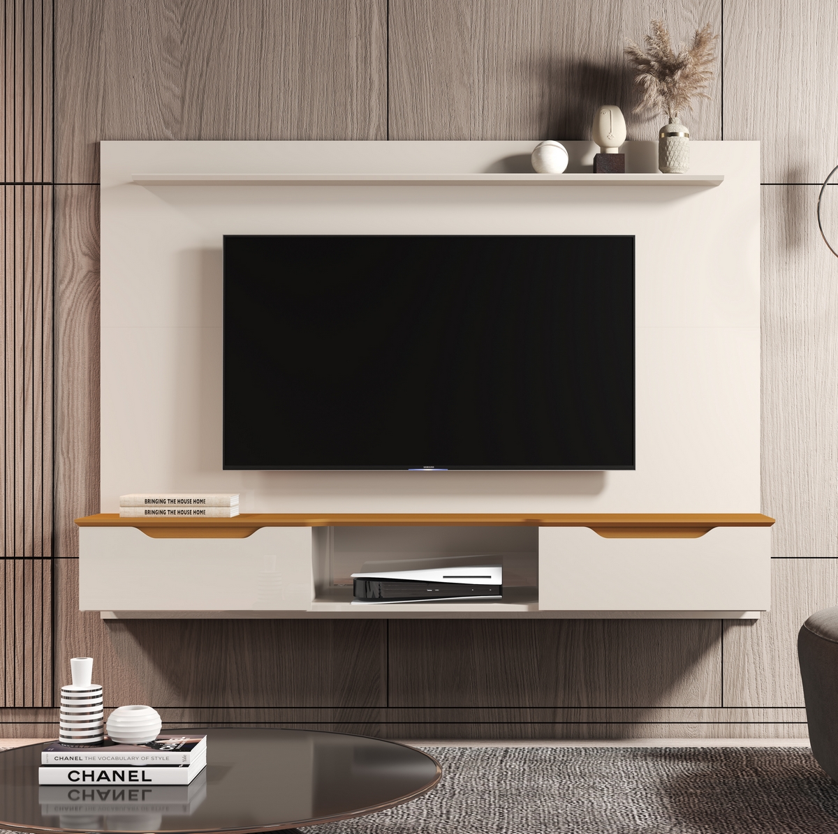 Painel até 65″ Studio Off White/Cedro – EDN MÓVEIS - Image 3