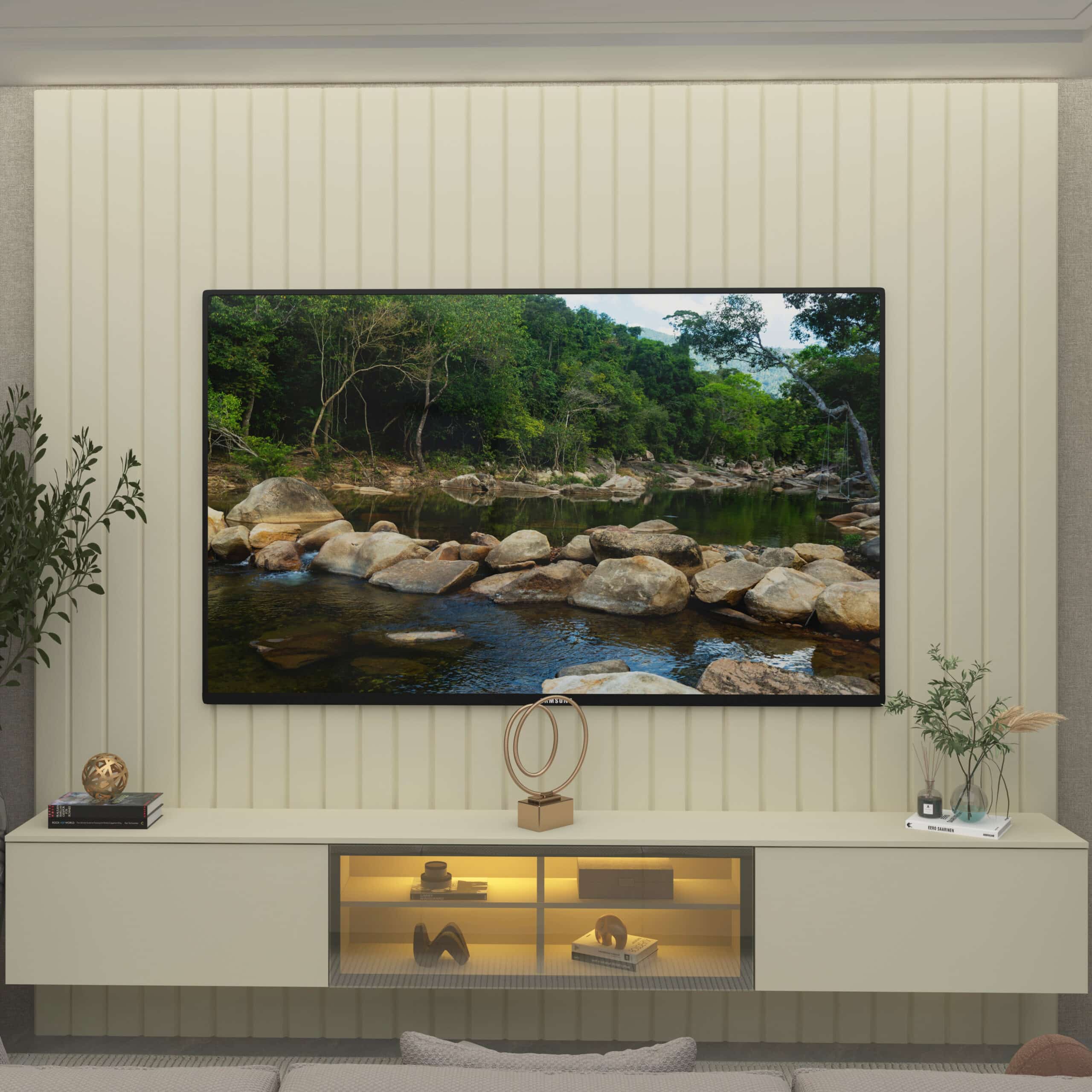 Home Suspenso até 85″ Majestade 230 Naturale com Nicho Luminare Off White – GELIUS - Image 8