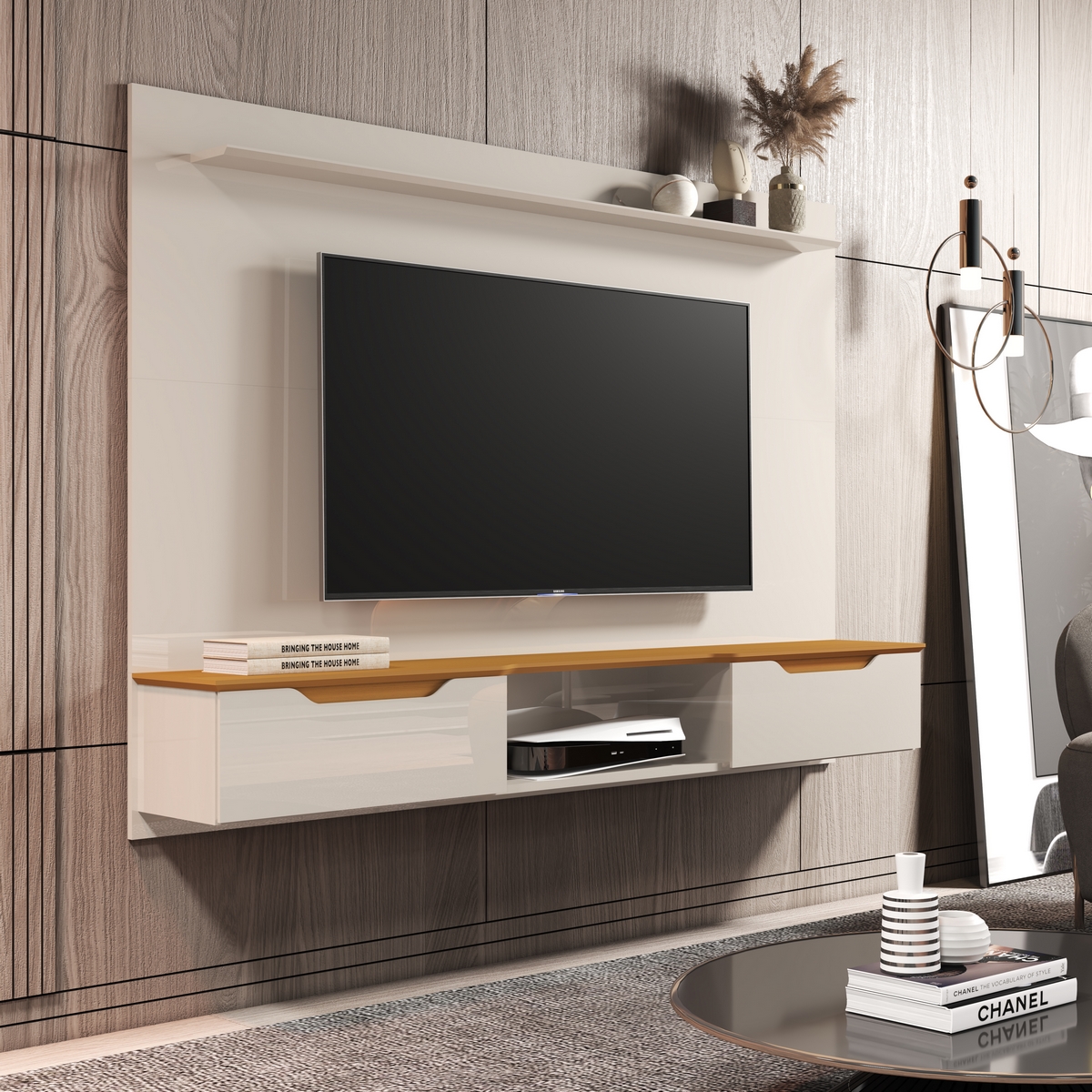 Painel até 65″ Studio Off White/Cedro – EDN MÓVEIS - Image 2