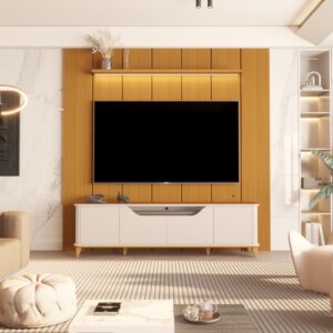 Painel até 75″ Lumi 2.19 Cedro + Rack Aron Off White/Cedro – EDN MÓVEIS