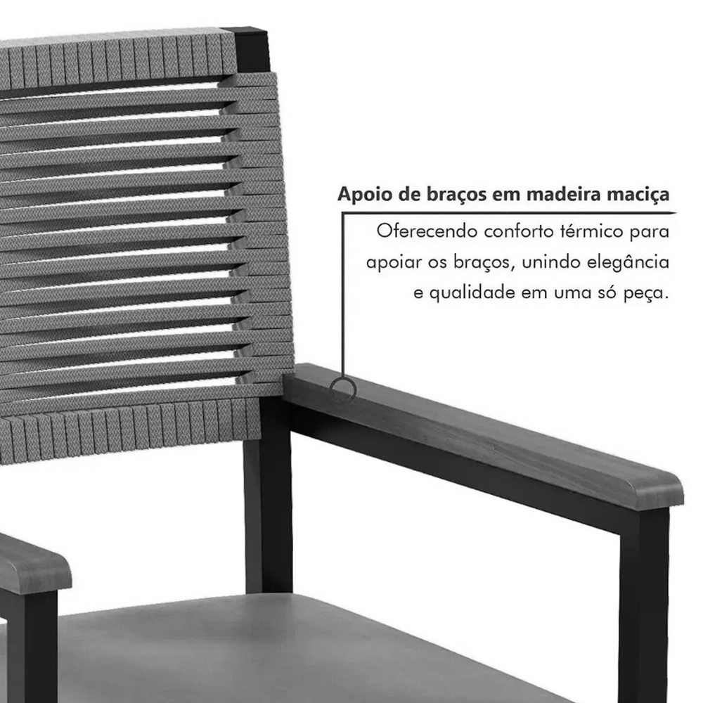 Mesa Roma Redonda 120cm com 4 Cadeiras Viena em Corda Náutica Paonanda - Image 3
