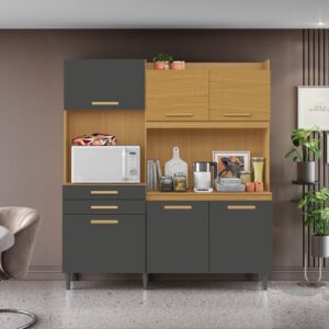 Kit Cozinha Selena 1,82 m Cinamomo/Grafite – ARAMÓVEIS